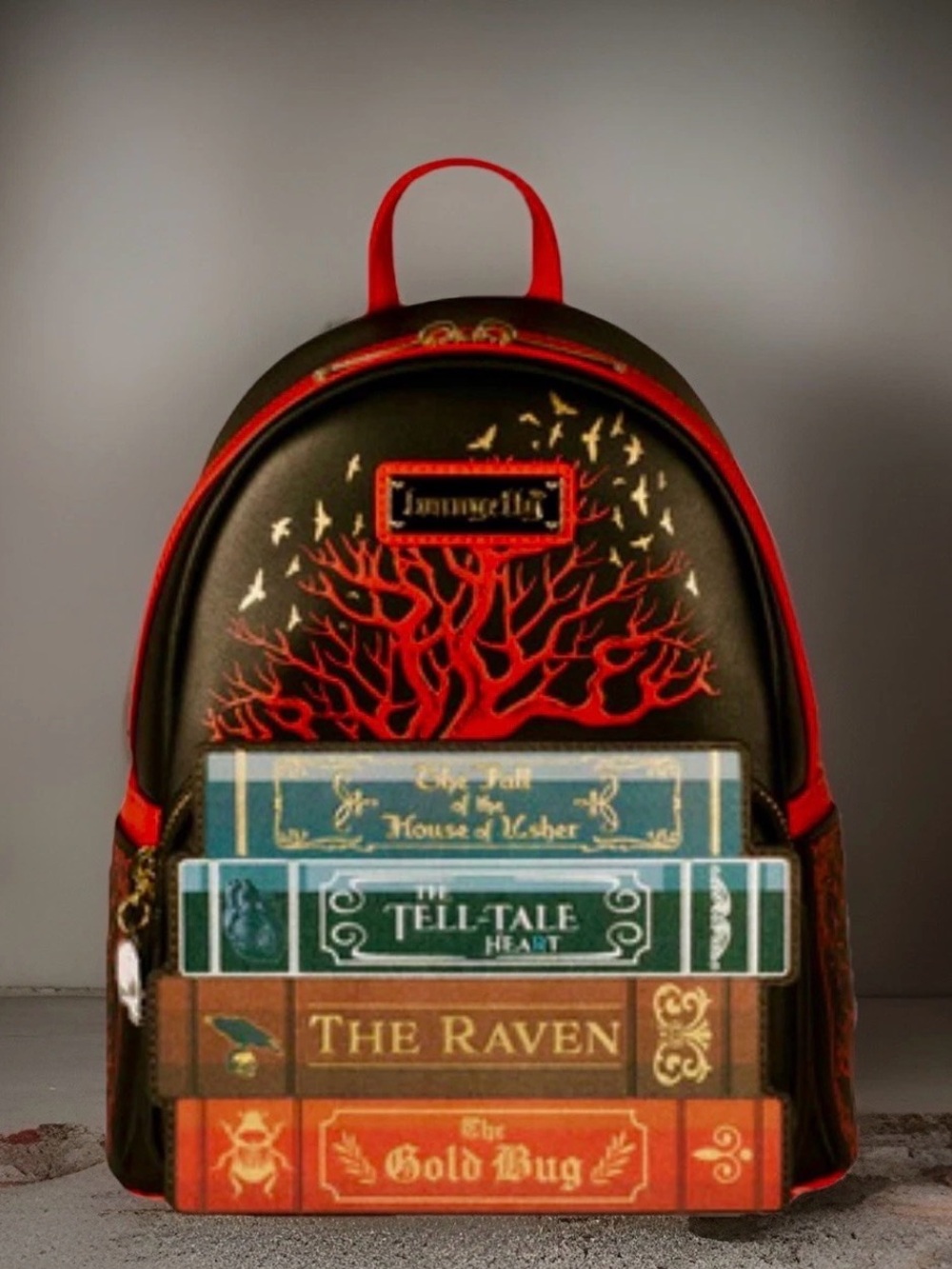 NEW Loungefly EDGAR ALLAN POE Book Stack Raven Telltale Heart Usher Backpack